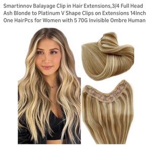 Smartinnov Balayage Clip-In Hair Extension 14” Ash Blonde to Platinum Ombre 70g
